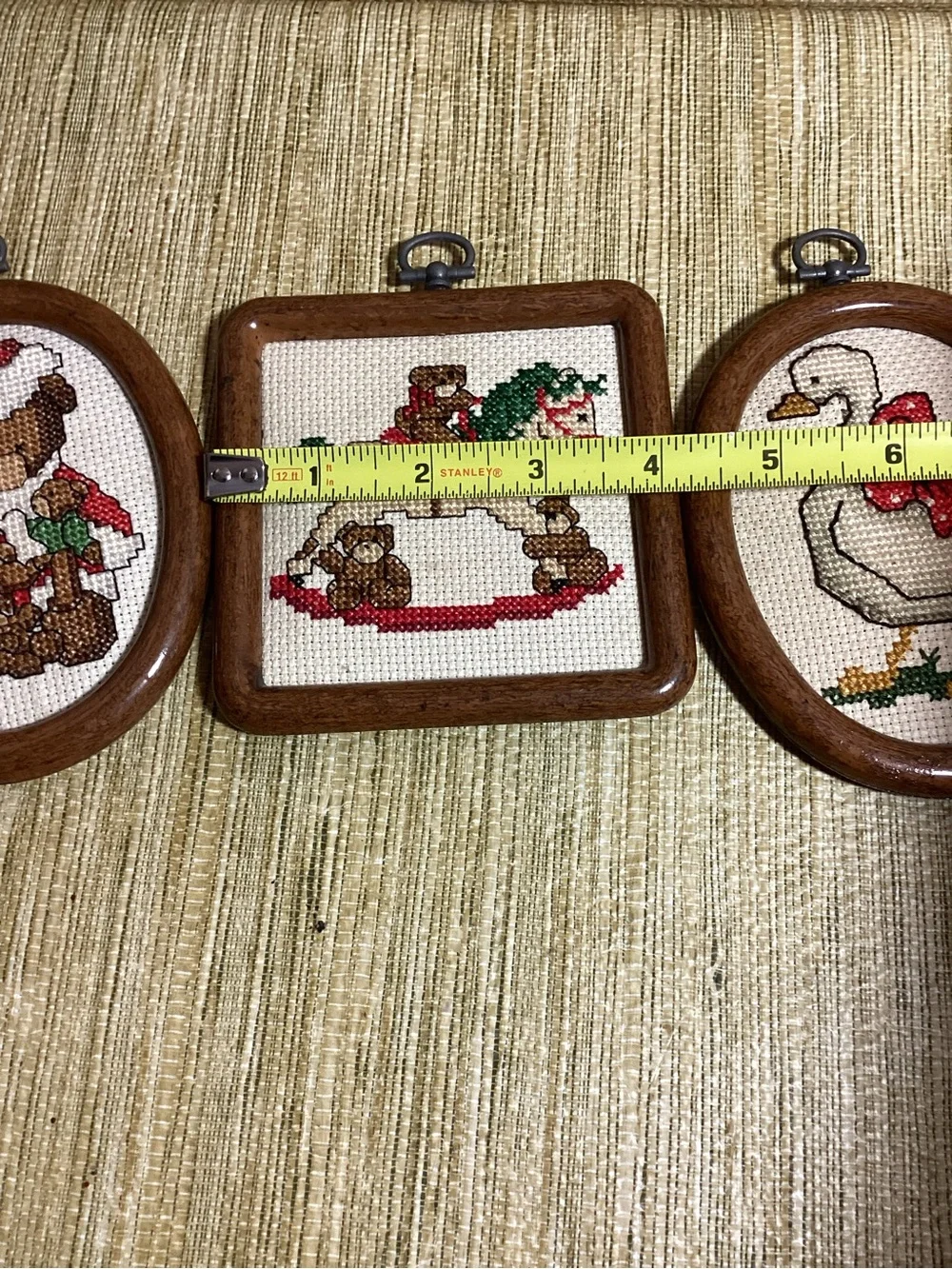 Vintage Christmas Needlepoint Ornaments set of 3